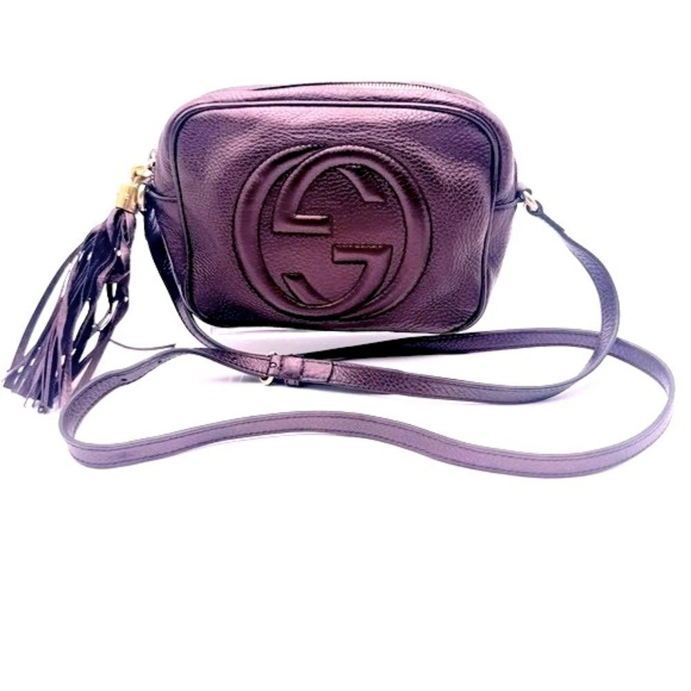 Auth Gucci Metallic Purple SoHo Disco Crossbody Bag Preloved Purse Handbag